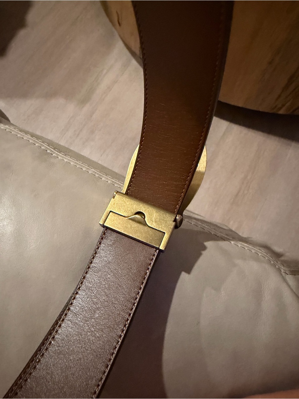 Coach Men's Black Leather Belt with Gold Signature Buckle - Picture 4 of 4